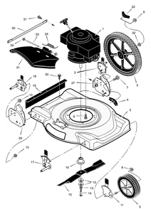 Mower Housing Assembly Diagram and Parts List for 225010X99A 2001 Briggs and Stratton Lawn Mower